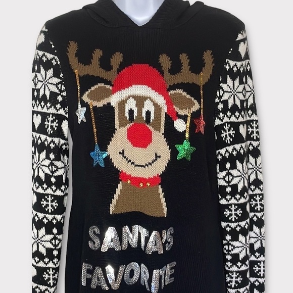 Christmas Rudolph Sweater Juniors Size L (11-13) - Picture 1 of 12